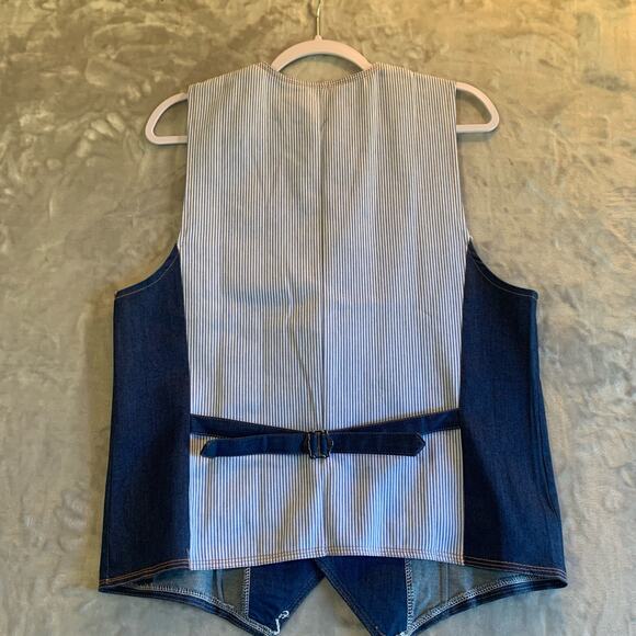 Delie Denim Vest Womens XXL Button Down Blue Striped Lined Jean Waistcoat (0323) - Picture 10 of 12